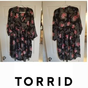 Torrid Chiffon Flower Button Down Shirt